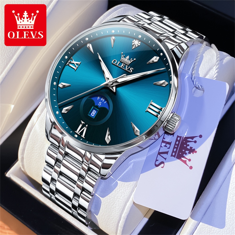 Luxury Quartz Watch Brands - OLEVS Moon Phase orologi da uomo