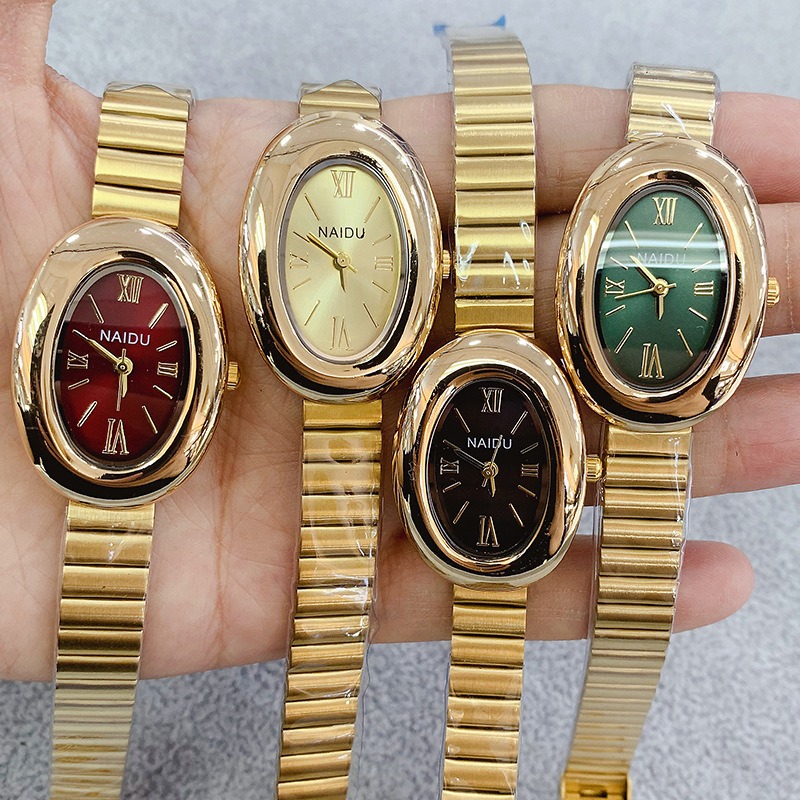 Luxury Watch Gold - Orologio da donna al quarzo ovale