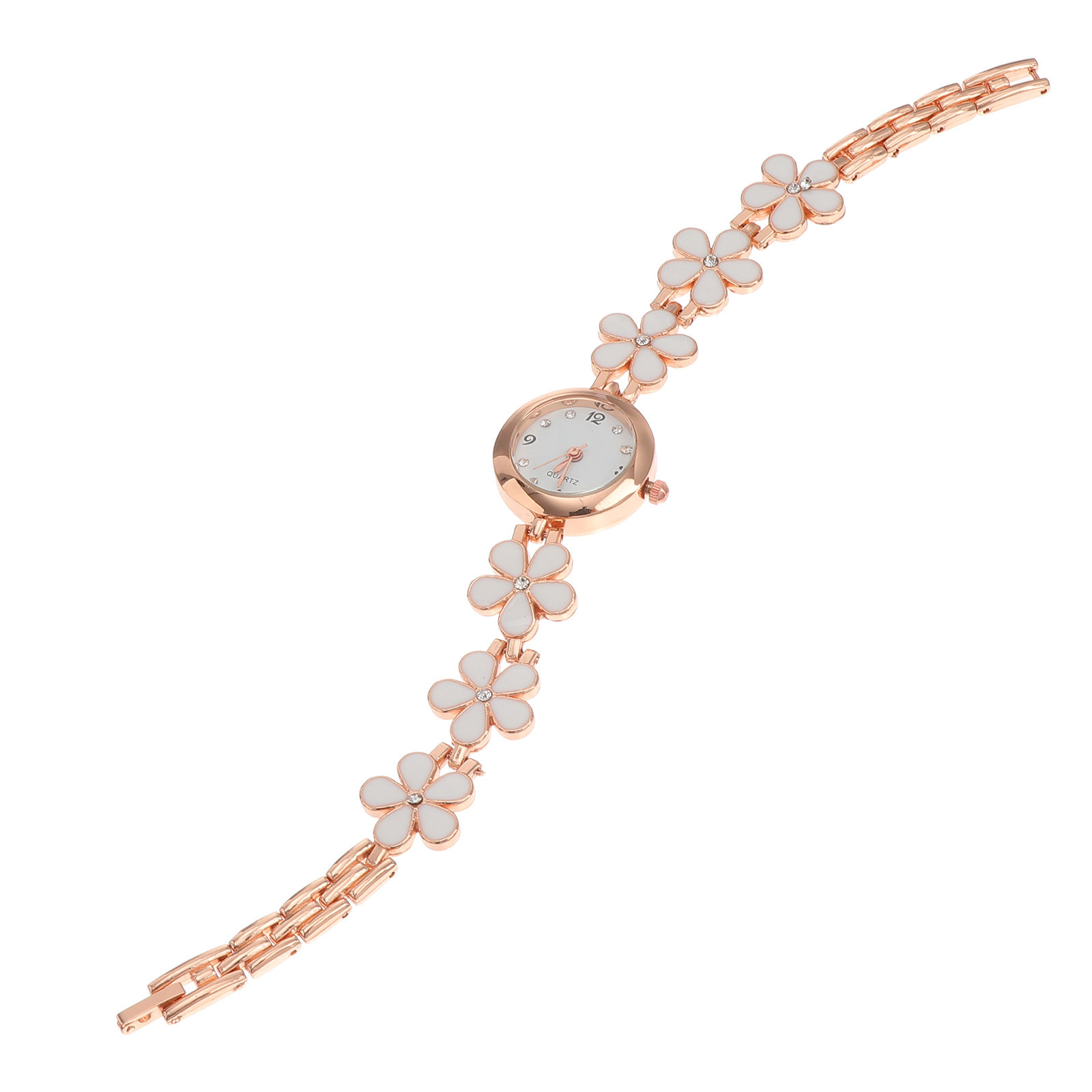 Luxury Watch Gold - Orologio Raffinato con Bracciale Bianco, Impermeabile,